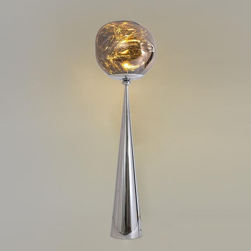 Mirrored Lava Glass Cone Floor Lamp