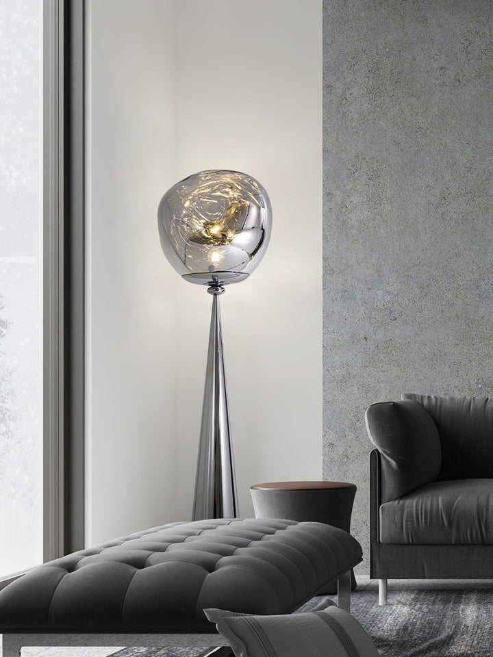 Mirrored Lava Glass Cone Floor Lamp