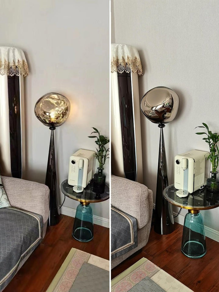 Mirrored Lava Glass Cone Floor Lamp