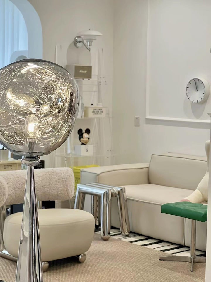 Mirrored Lava Glass Cone Floor Lamp