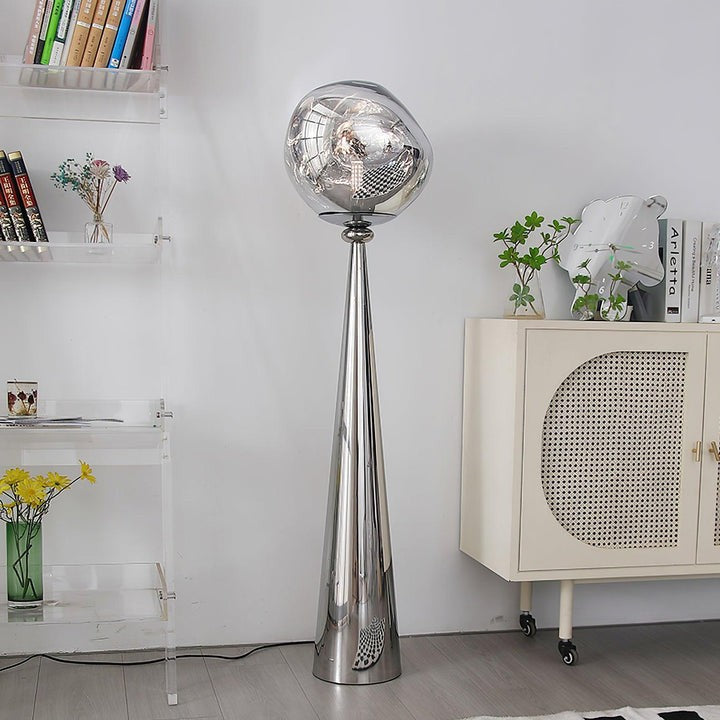 Mirrored Lava Glass Cone Floor Lamp