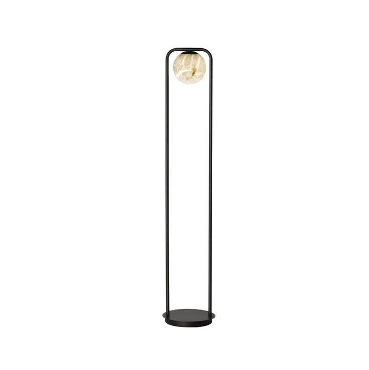 Modern Alabaster LED Floor Lamp with Black Metal Frame