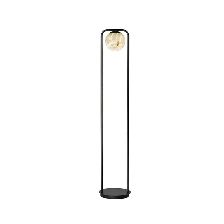 Modern Alabaster LED Floor Lamp with Black Metal Frame