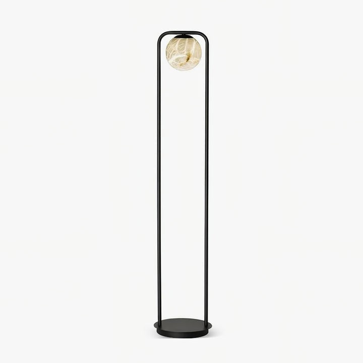 Modern Alabaster LED Floor Lamp with Black Metal Frame