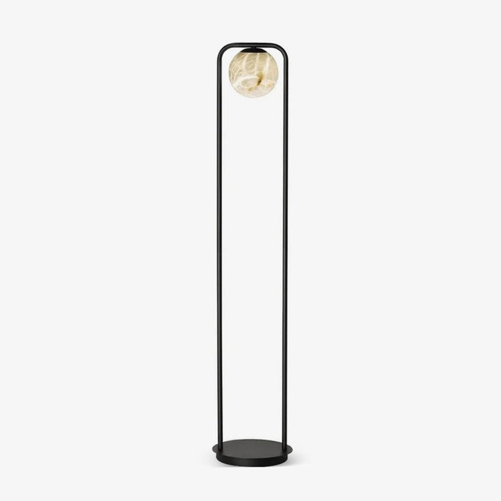 Modern Alabaster LED Floor Lamp with Black Metal Frame