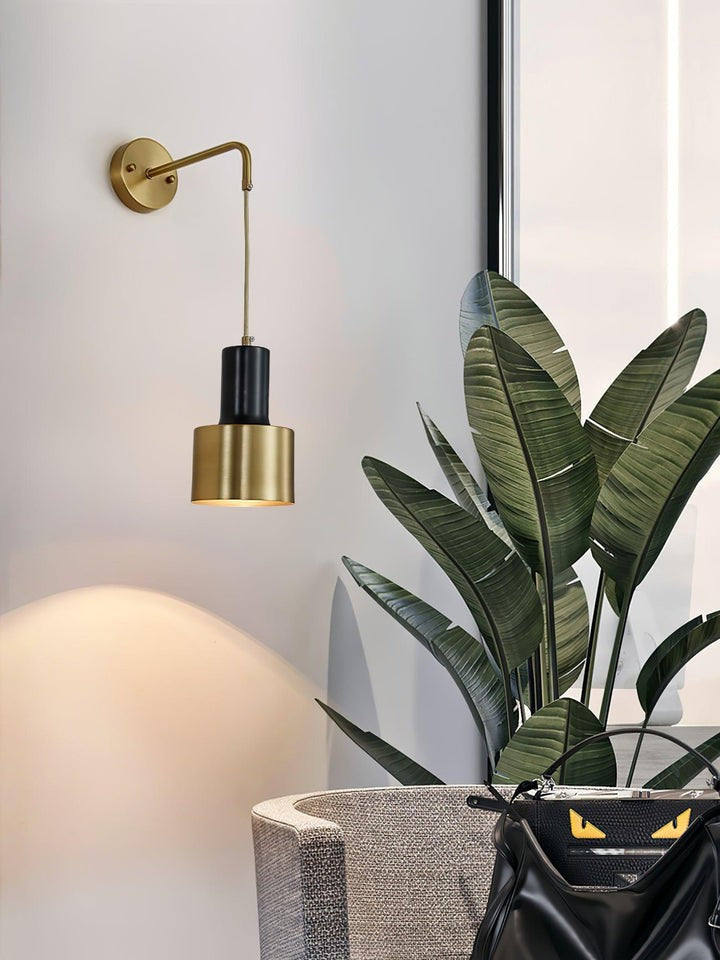 Modern Brass & Black Wall Sconce Lighting - Single Fixture
