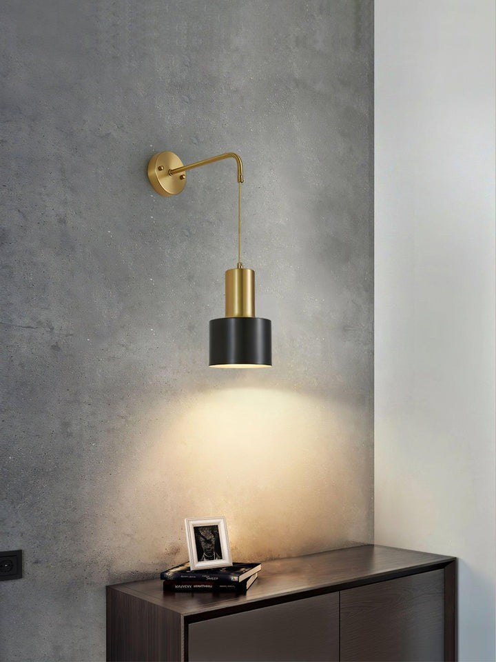 Modern Brass & Black Wall Sconce Lighting - Single Fixture