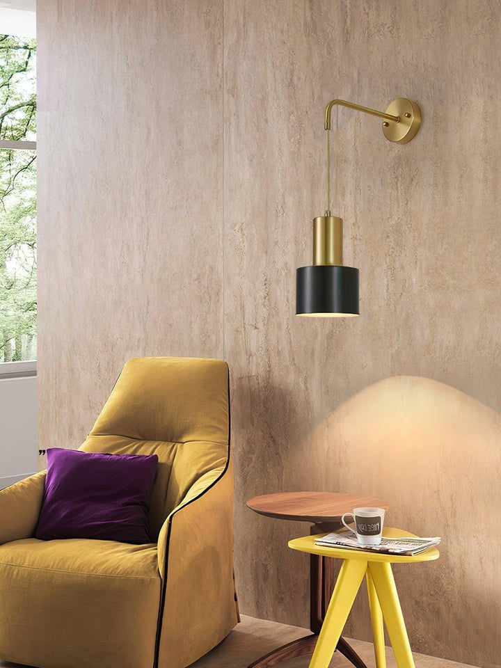 Modern Brass & Black Wall Sconce Lighting - Single Fixture