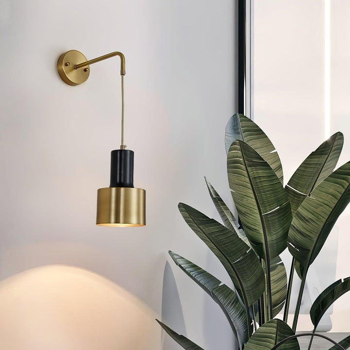 Modern Brass & Black Wall Sconce Lighting - Single Fixture