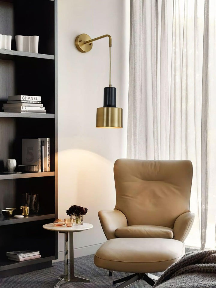 Modern Brass & Black Wall Sconce Lighting - Single Fixture