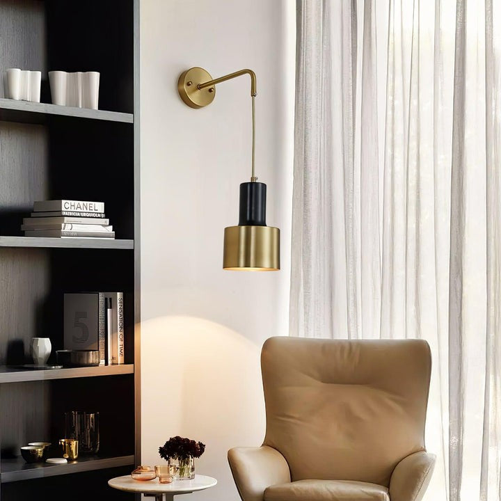 Modern Brass & Black Wall Sconce Lighting - Single Fixture