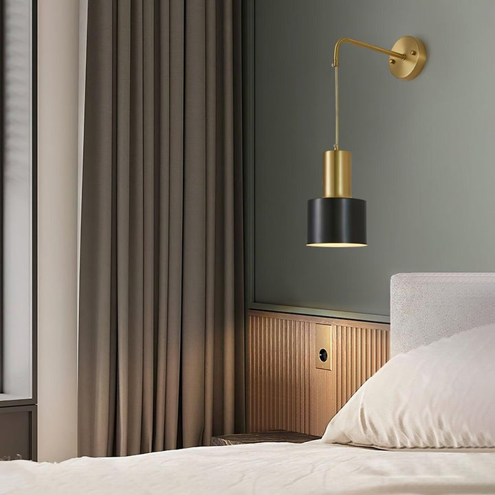 Modern Brass & Black Wall Sconce Lighting - Single Fixture