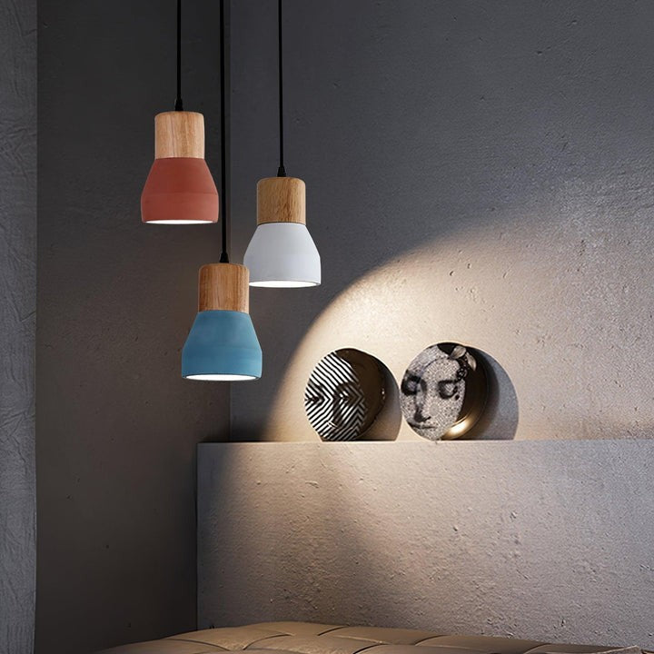 Modern Cement & Wood Pendant Light