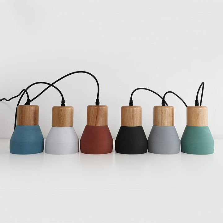 Modern Cement & Wood Pendant Light