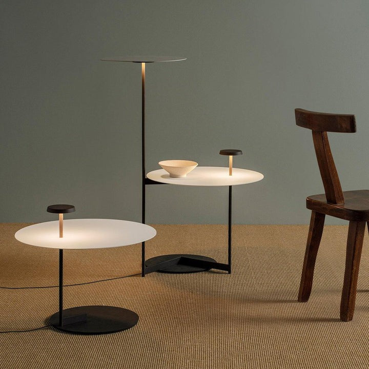 Modern Flat Disc LED Floor Lamp with Adjustable Pans