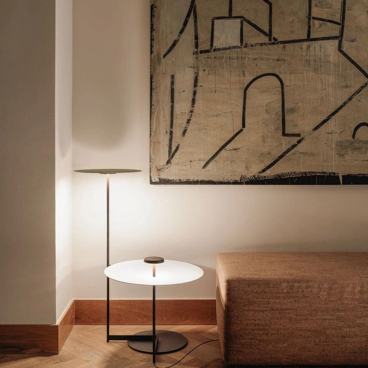 Modern Flat Disc LED Floor Lamp with Adjustable Pans