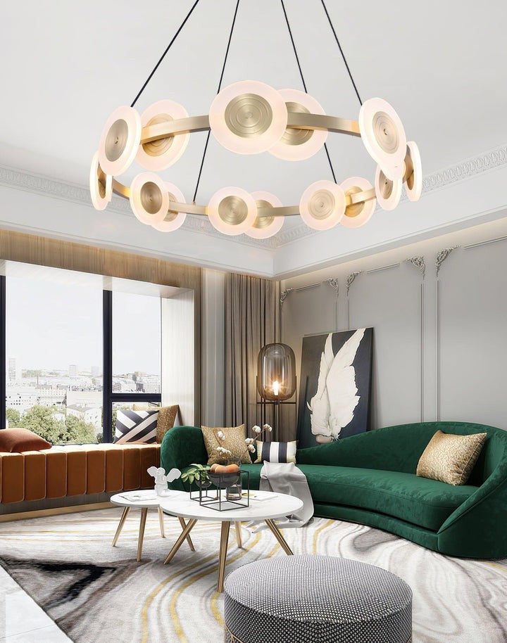 Modern Nordic 16-Arm Brass & Frosted Acrylic LED Chandelier