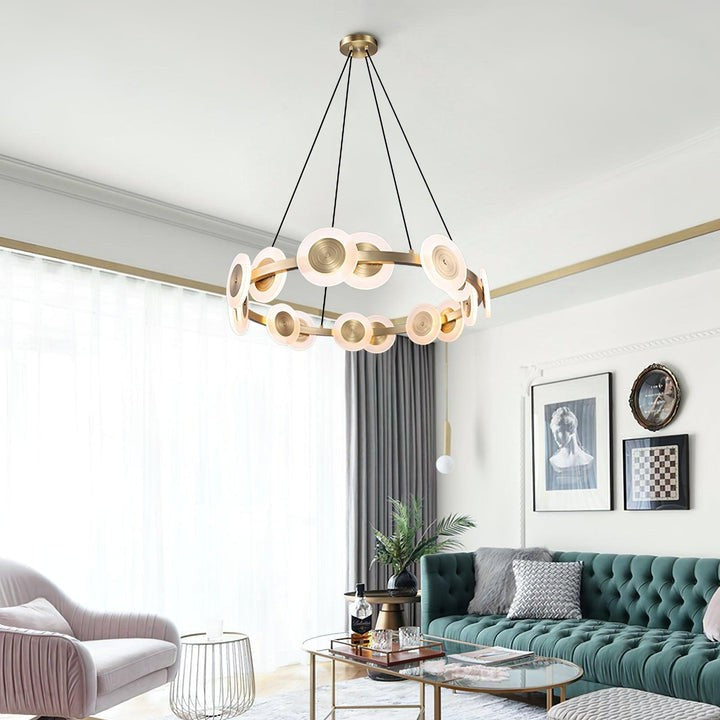 Modern Nordic 16-Arm Brass & Frosted Acrylic LED Chandelier