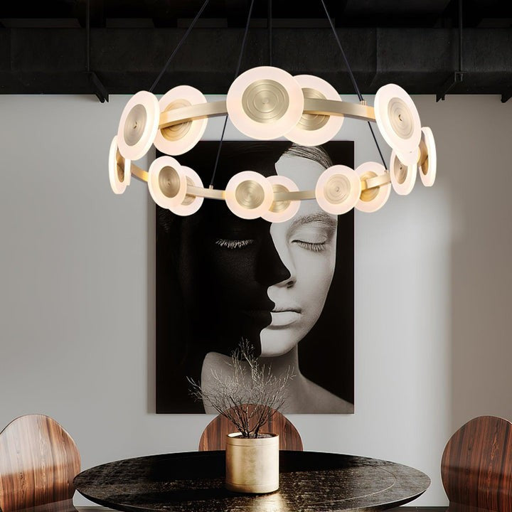 Modern Nordic 16-Arm Brass & Frosted Acrylic LED Chandelier