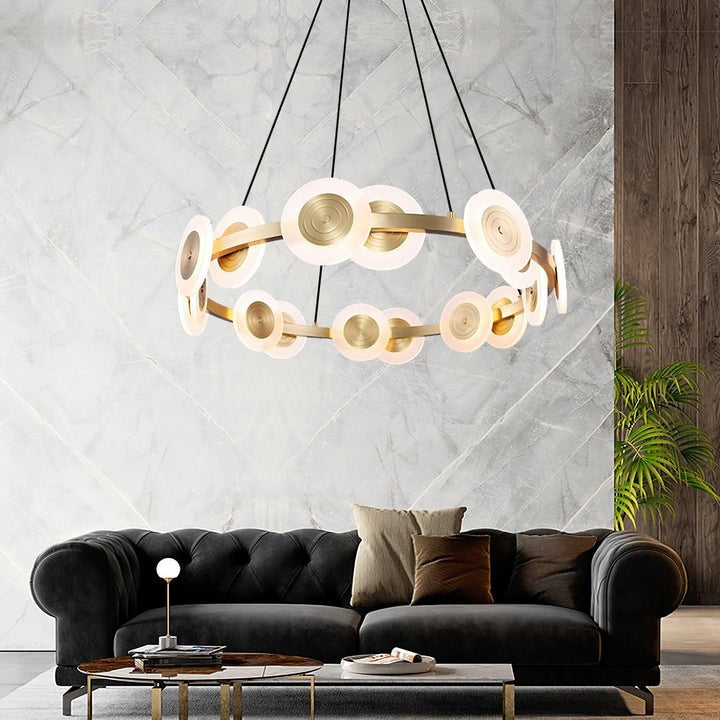 Modern Nordic 16-Arm Brass & Frosted Acrylic LED Chandelier