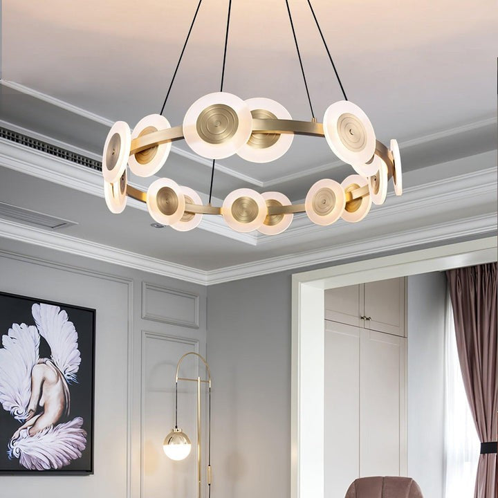 Modern Nordic 16-Arm Brass & Frosted Acrylic LED Chandelier