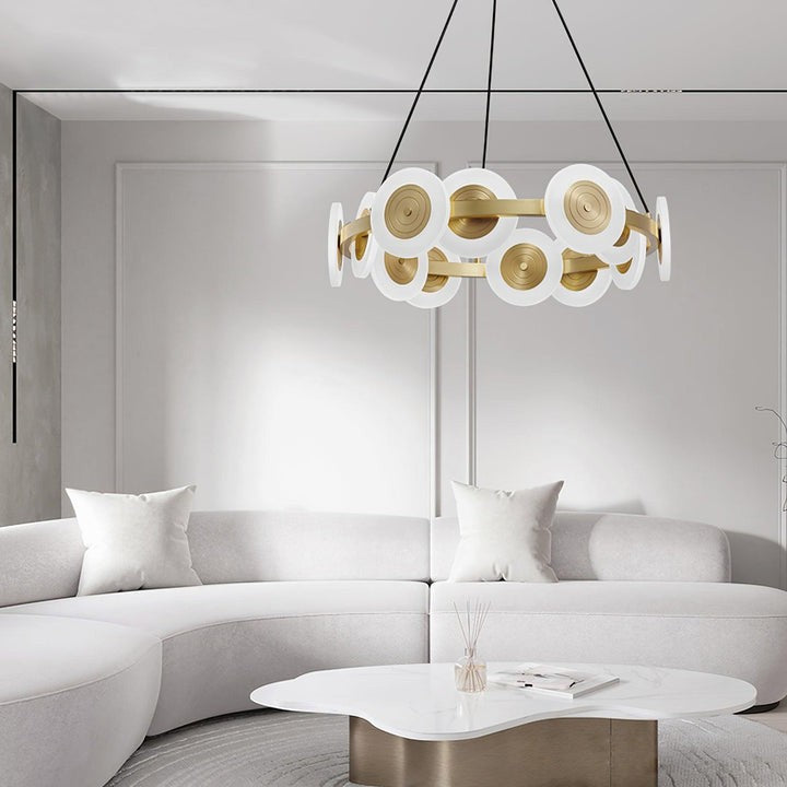 Modern Nordic 16-Arm Brass & Frosted Acrylic LED Chandelier