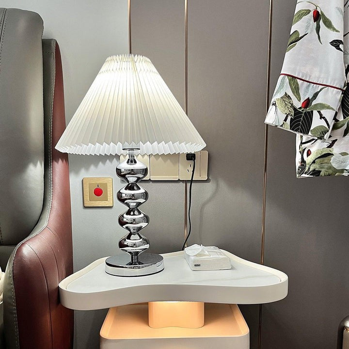 Modern Pleated Fabric Table Lamp with Metal Base