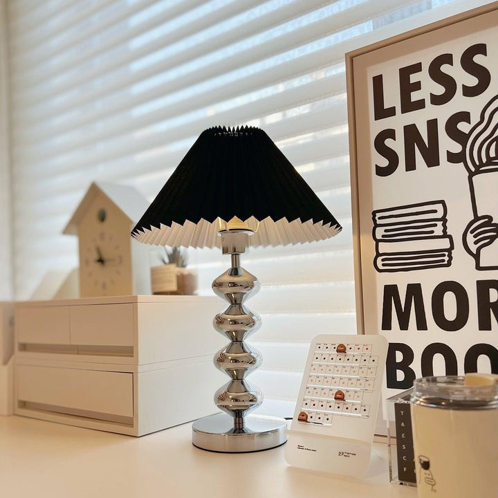 Modern Pleated Fabric Table Lamp with Metal Base