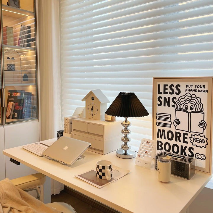 Modern Pleated Fabric Table Lamp with Metal Base
