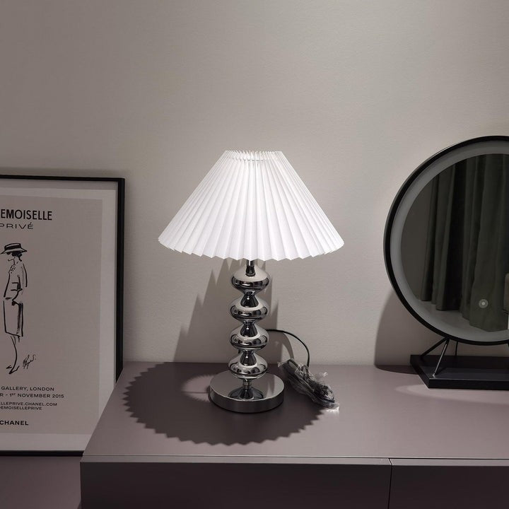 Modern Pleated Fabric Table Lamp with Metal Base