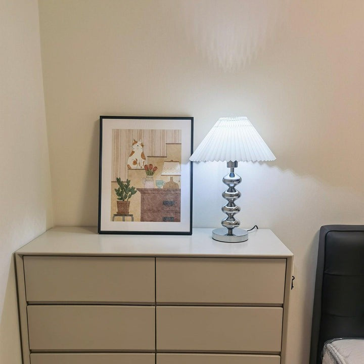 Modern Pleated Fabric Table Lamp with Metal Base