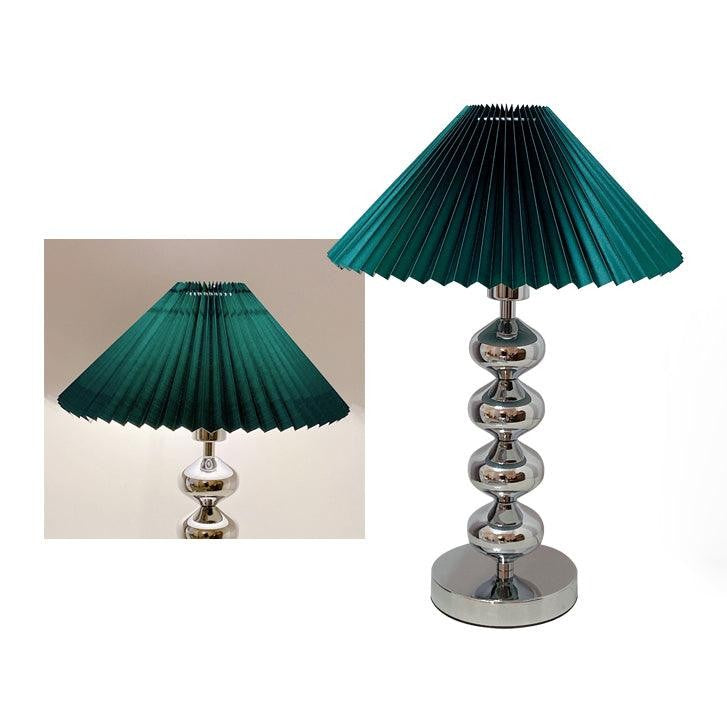 Modern Pleated Fabric Table Lamp with Metal Base