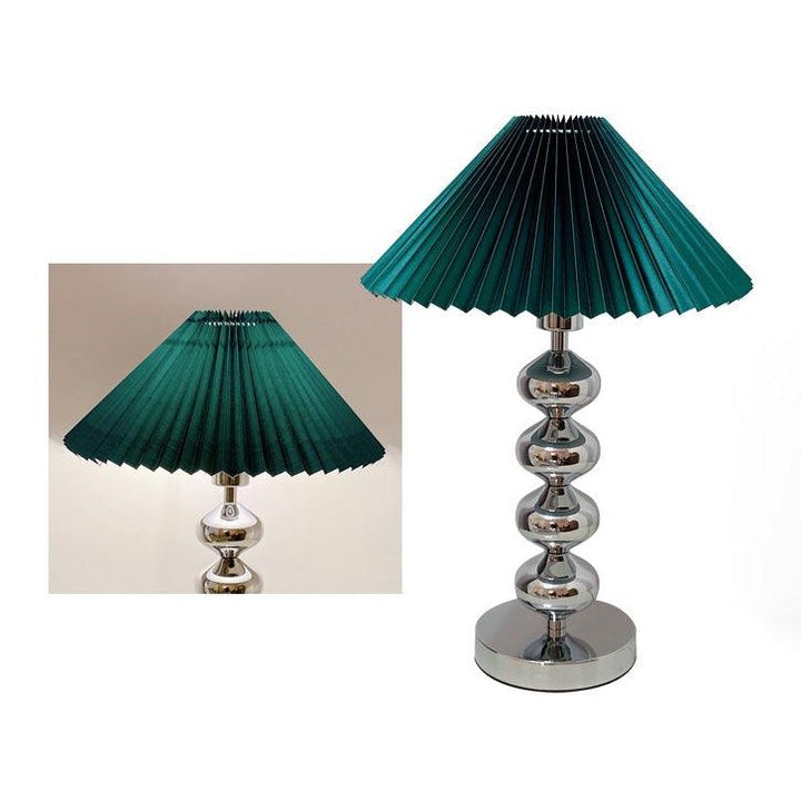 Modern Pleated Fabric Table Lamp with Metal Base