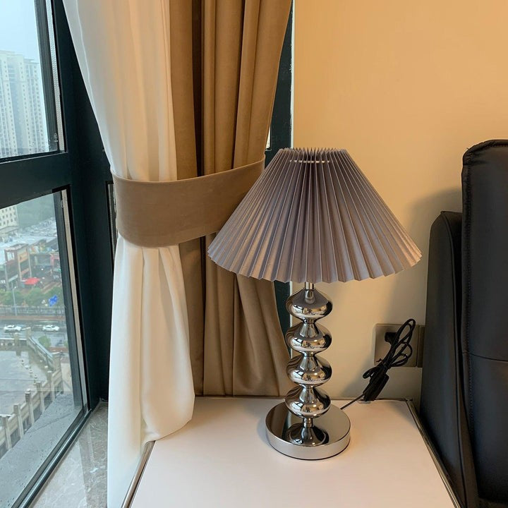Modern Pleated Fabric Table Lamp with Metal Base