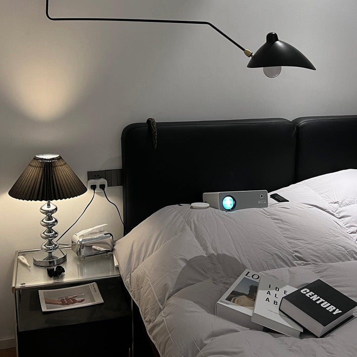 Modern Pleated Fabric Table Lamp with Metal Base