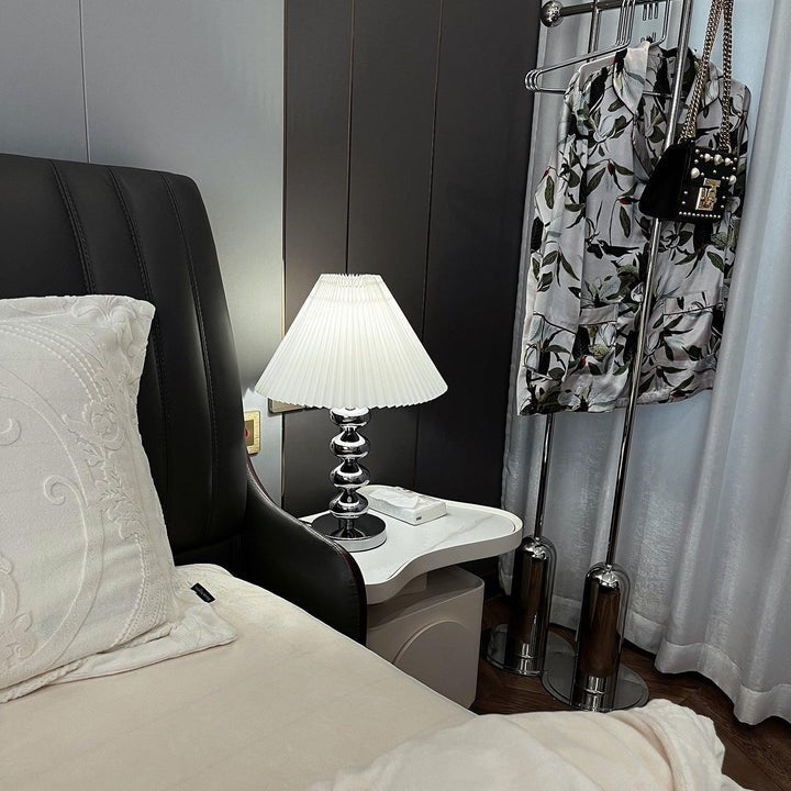 Modern Pleated Fabric Table Lamp with Metal Base