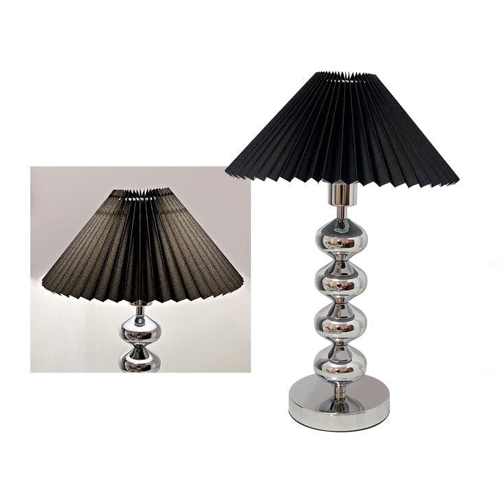 Modern Pleated Fabric Table Lamp with Metal Base
