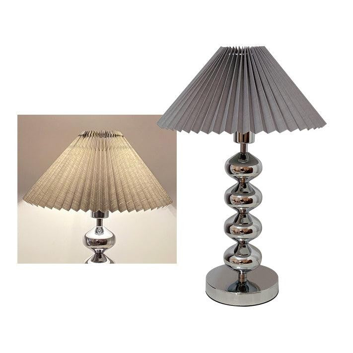 Modern Pleated Fabric Table Lamp with Metal Base