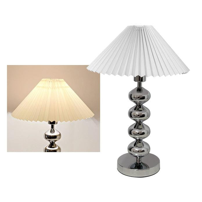 Modern Pleated Fabric Table Lamp with Metal Base