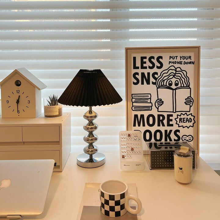 Modern Pleated Fabric Table Lamp with Metal Base