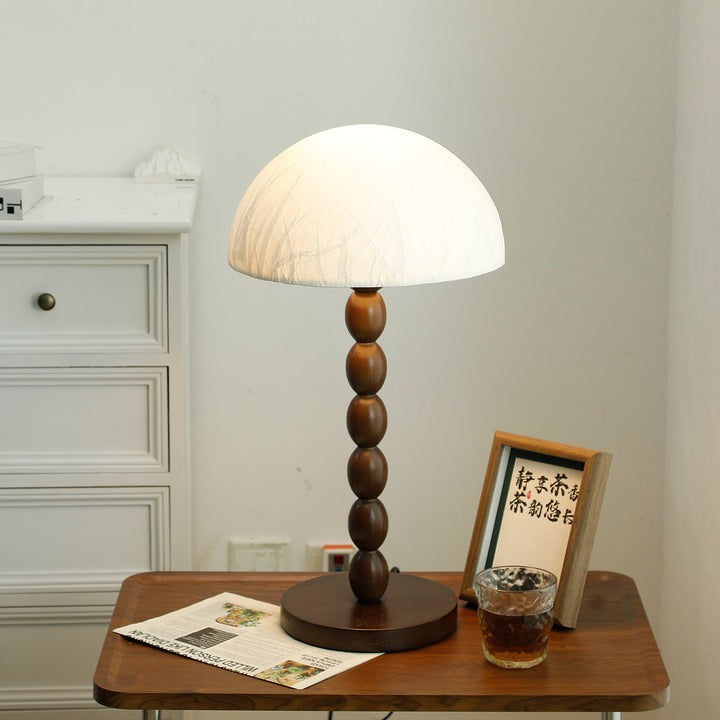 Modern Rice Paper Shade Table Lamp with Walnut Wood Base