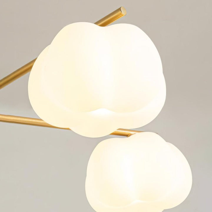 Modern Wooden Sphere Chandelier with Gold Accents