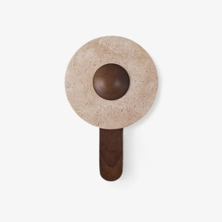 Moon Shaped Travertine & Wood Wall Sconce