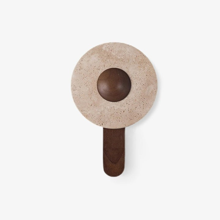 Moon Shaped Travertine & Wood Wall Sconce
