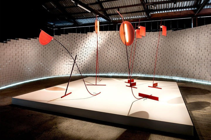 Motion-Inspired LED Floor Lamp with Sculptural Metal Frame