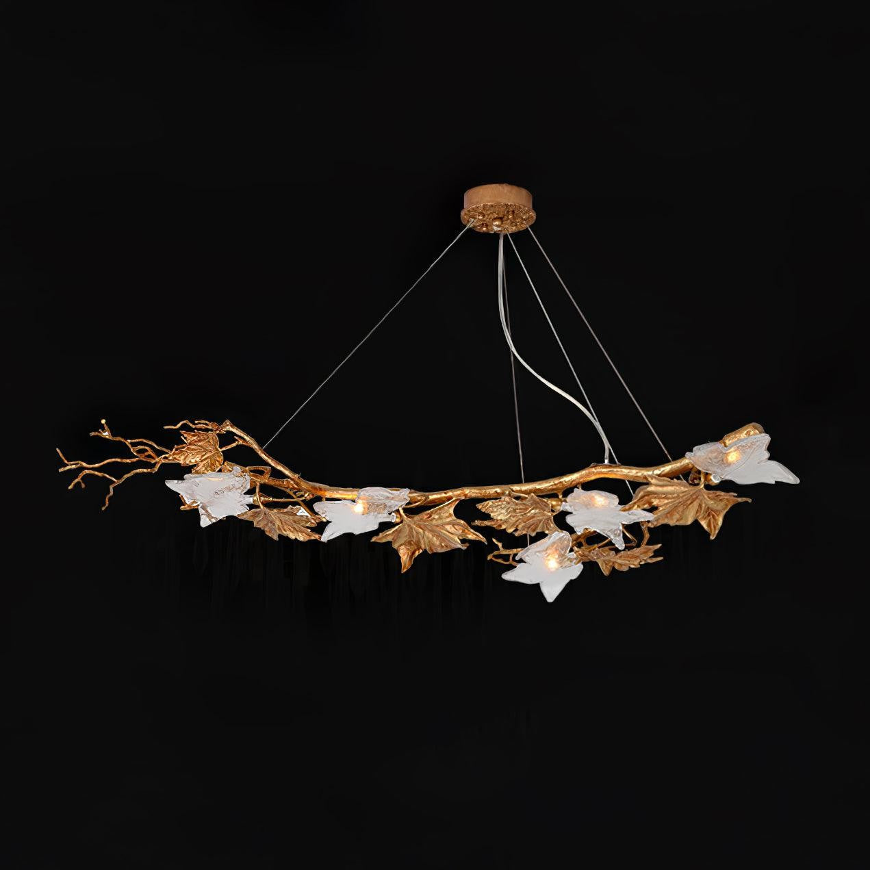 Mottled Brass Maple Leaf Branch Chandelier