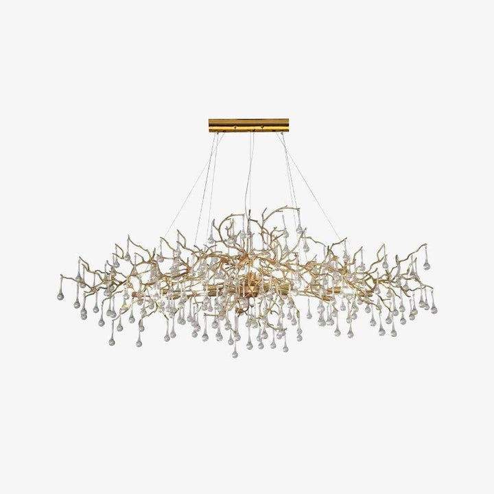 Natural Branch Brass & Crystal Chandelier – Modern Ceiling Light
