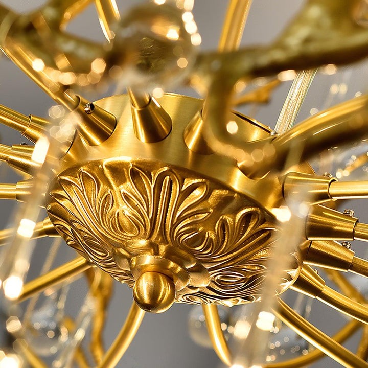 Natural Branch Brass & Crystal Chandelier – Modern Ceiling Light