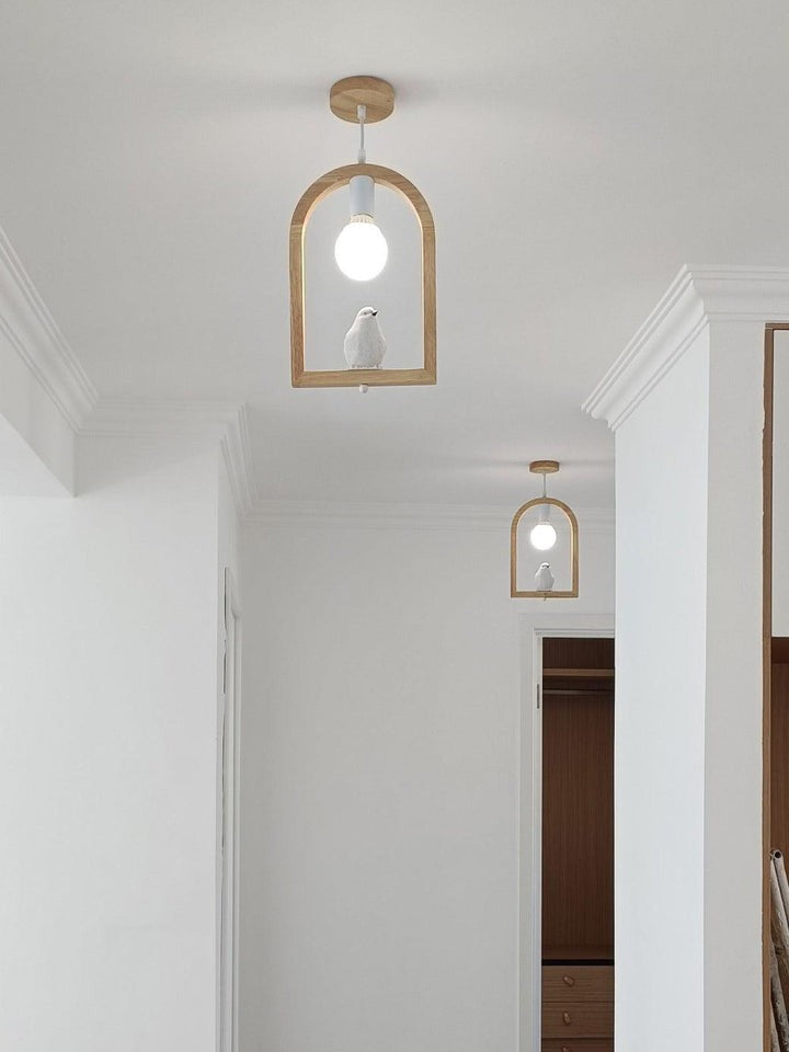 Nordic-Style Wooden & Resin Bird Pendant Lamp