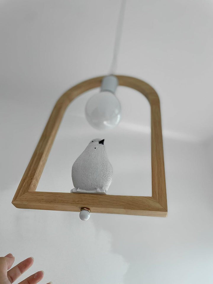 Nordic-Style Wooden & Resin Bird Pendant Lamp